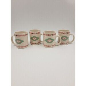 4 Meiwa Table Art Multi Color Aztec Cup Table Art Multicolor Southwest Tribal